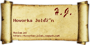 Hovorka Jolán névjegykártya
