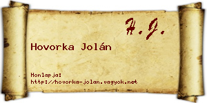 Hovorka Jolán névjegykártya